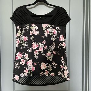 Express Floral mesh dress shirt